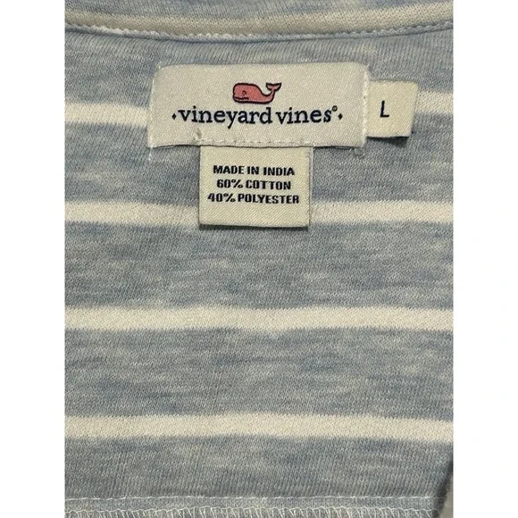 Vineyard Vines Martha's Light Blue Striped Half Zip Pullover Thumbholes Sz L - Picture 4 of 6